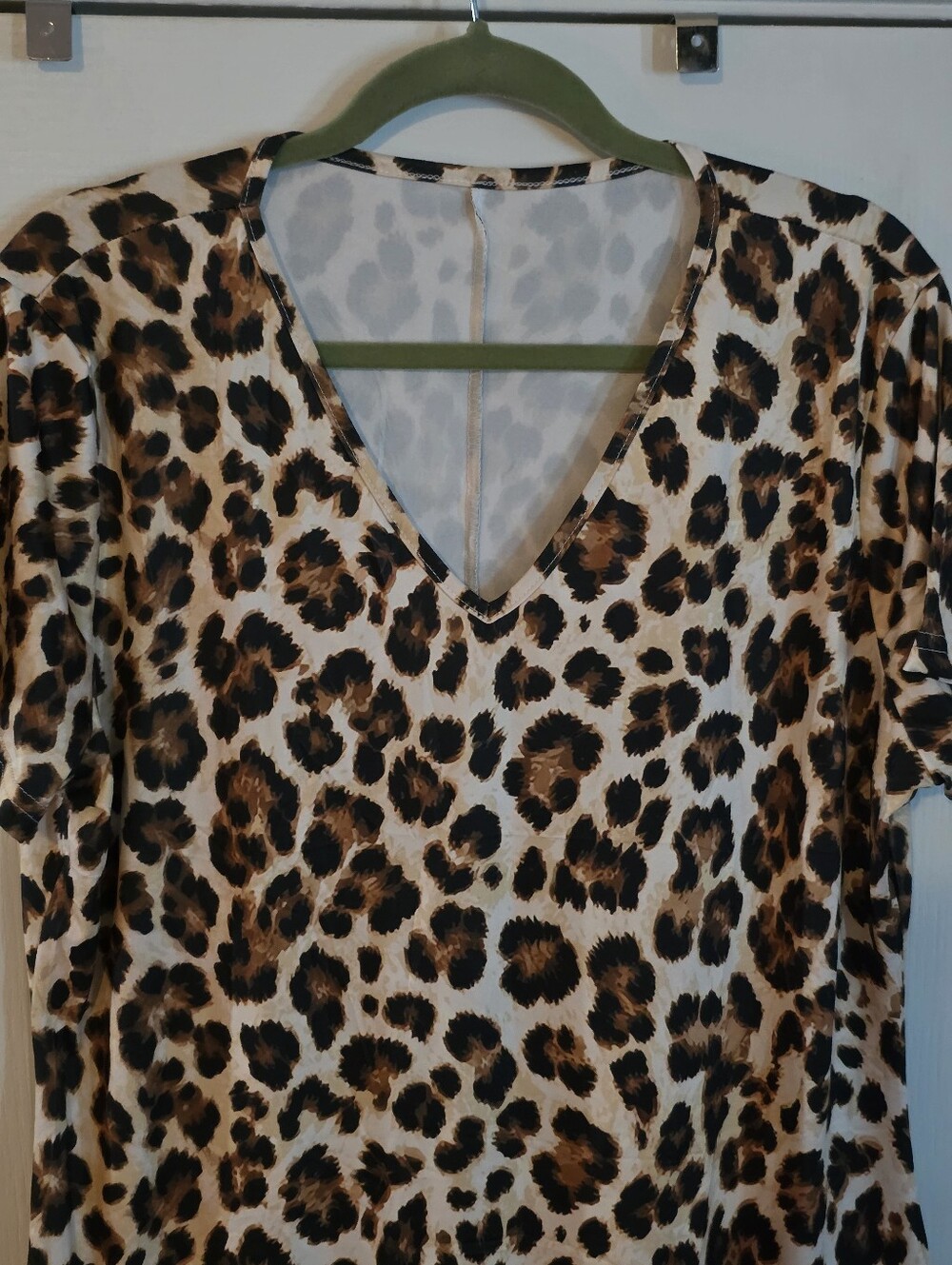 Leopard Print V-Neck Ruffled Hem Dress - Picture 3 of 7